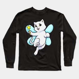 Cat as Fairy with Wings and Wand Long Sleeve T-Shirt